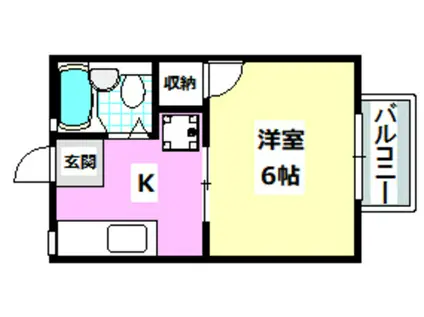 ビブレI(1K/1階)の間取り写真