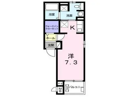 ハピネス浦江II(1K/1階)の間取り写真