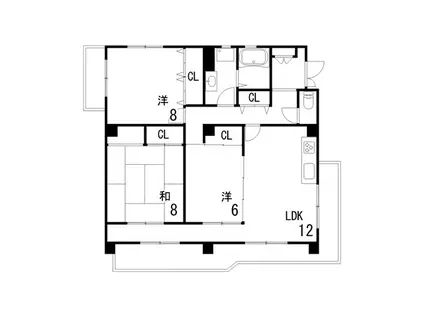 丸一ビル(3LDK/3階)の間取り写真
