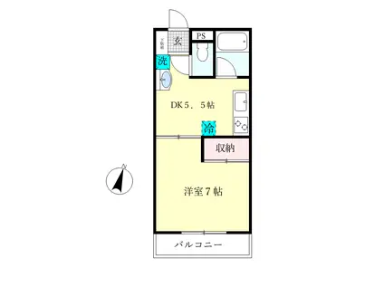 メゾンプリムラ(1DK/2階)の間取り写真