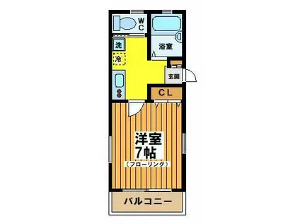 カーザスペランツァ(1K/1階)の間取り写真