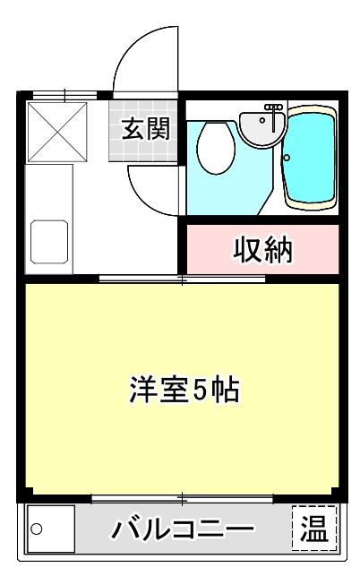 二軒茶屋マンション A棟(1K/3階)の間取り写真