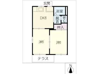 タウニーサンフィル(2DK/1階)の間取り写真