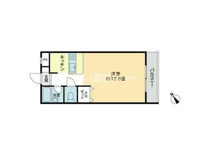 ビブラン宇多津(ワンルーム/2階)の間取り写真