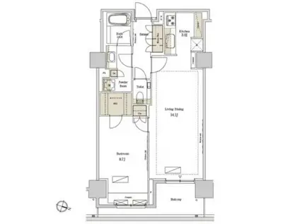 パークアクシスプレミア南青山(1LDK/3階)の間取り写真
