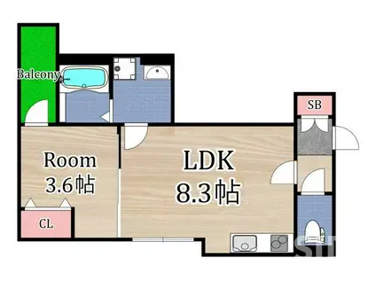 G.R.A.C.E(1LDK/4階)の間取り写真