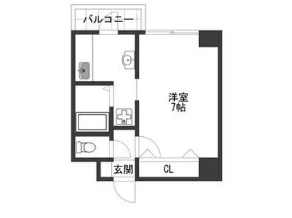 クレセント松蔭(ワンルーム/3階)の間取り写真