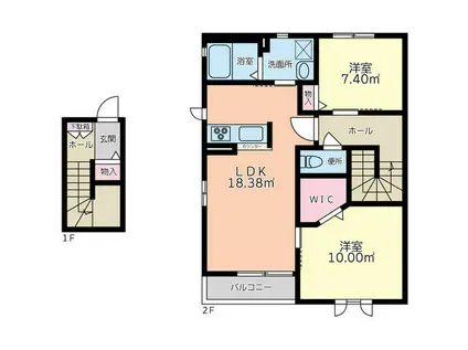 IRIS.B(2LDK/2階)の間取り写真