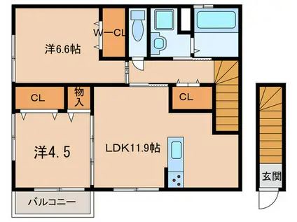 ベルヴィル明石(2LDK/2階)の間取り写真