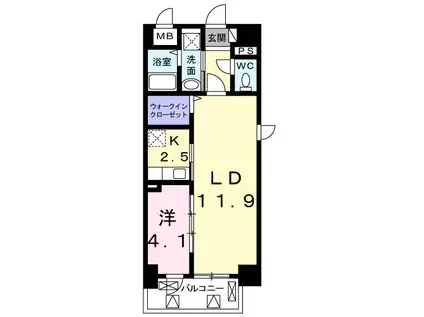 ラフレシール トレス(1LDK/7階)の間取り写真