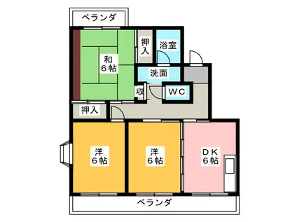 ファミーユ.A(3DK/4階)の間取り写真