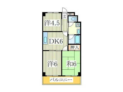 ハピネスいづみ(3DK/2階)の間取り写真