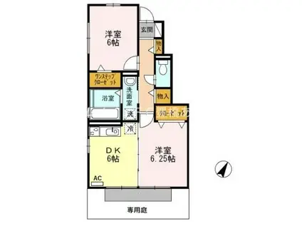 グランドソレイユA(2DK/1階)の間取り写真