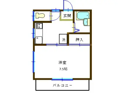 やすらぎ荘(1K/2階)の間取り写真