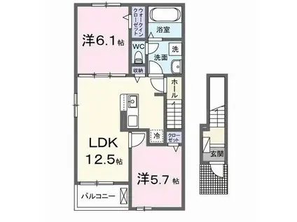 京成松戸線 五香駅 徒歩13分 2階建 新築(2LDK/2階)の間取り写真