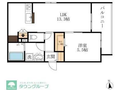 GRAND MERE KAWANA(1LDK/2階)の間取り写真