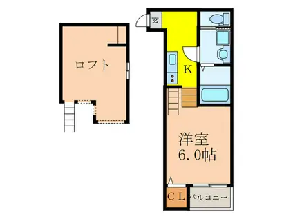 ハーモニーテラス東中島(1K/1階)の間取り写真