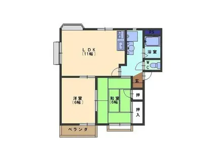 フレグランスエトワール(2LDK/2階)の間取り写真