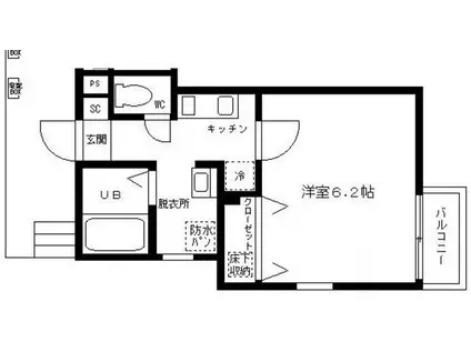 ルチアーノ南雪谷(ワンルーム/1階)の間取り写真