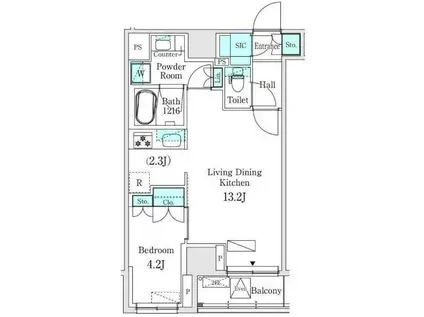 ASMACI MAISON両国 L(1LDK/3階)の間取り写真