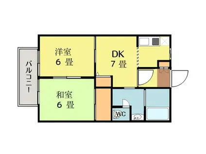 ディアス翔(2DK/2階)の間取り写真