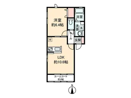 コーラルオレンジ(1LDK/2階)の間取り写真