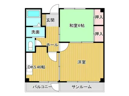 サンポート八日町(2DK/2階)の間取り写真