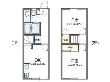 レオパレスエクセル(2DK/1階)の間取り写真