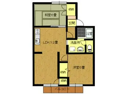 ヴァンベール鳴海A棟(2LDK/1階)の間取り写真