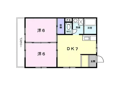 第二コーポエンナA(2DK/2階)の間取り写真