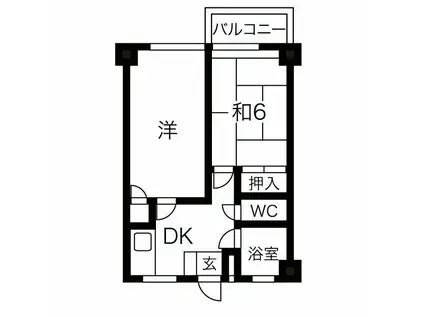 宝第一スカイハイツ(2DK/4階)の間取り写真