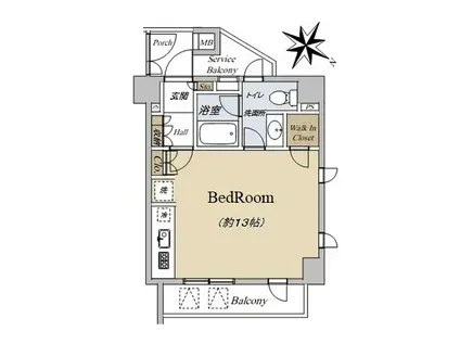 ジェイパーク中目黒IV(ワンルーム/5階)の間取り写真