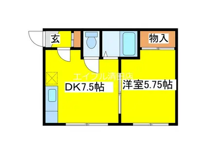 藤ハイツ第13(1DK/1階)の間取り写真
