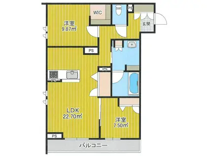 GOODEN大熊(2LDK/1階)の間取り写真