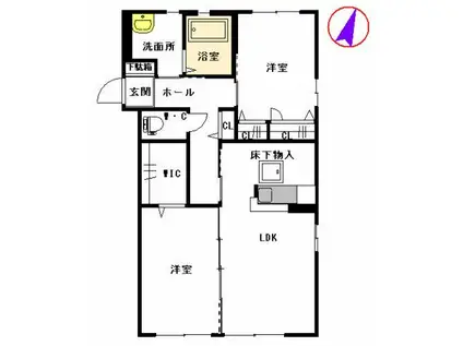 フェリーチェ三川1(2LDK/1階)の間取り写真