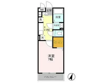 パピヨン八王子みなみ野(1K/2階)の間取り写真