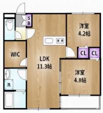 L-BLOOM御井(2LDK/1階)の間取り写真