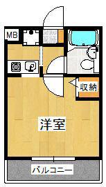 ライフパル(1K/2階)の間取り写真