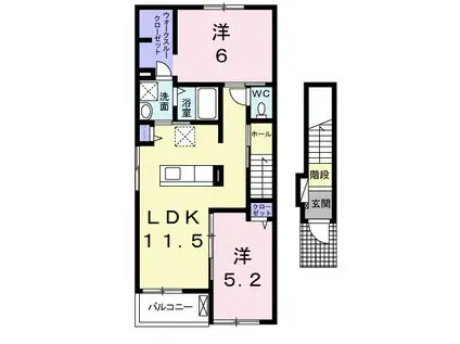 グラシアス(2LDK/2階)の間取り写真