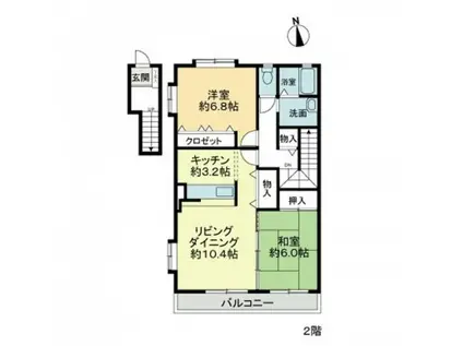 クレール(2LDK/2階)の間取り写真