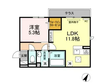 D-ROOM寺家駅前A棟 (1LDK/1階)の間取り写真