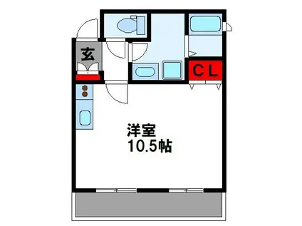 クリスタルヴィラ(ワンルーム/2階)の間取り写真