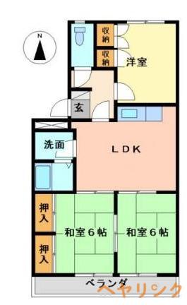 ミリアン宮前(3LDK/2階)の間取り写真