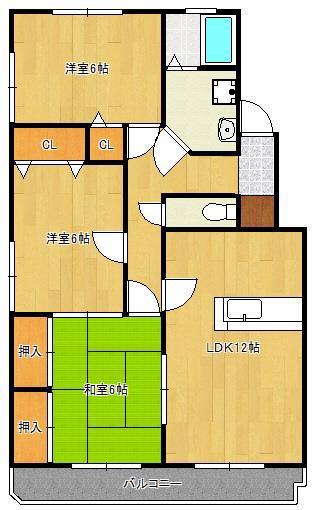 サンヒルズ守恒(3LDK/3階)の間取り写真