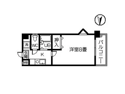 サンモール中央(1K/8階)の間取り写真