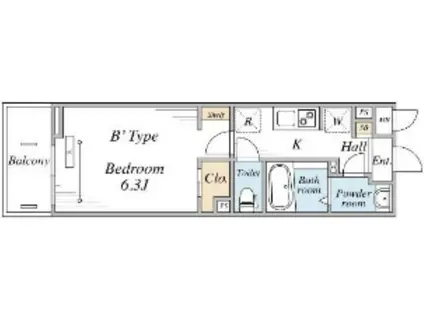 リブリ西横浜II(1K/1階)の間取り写真