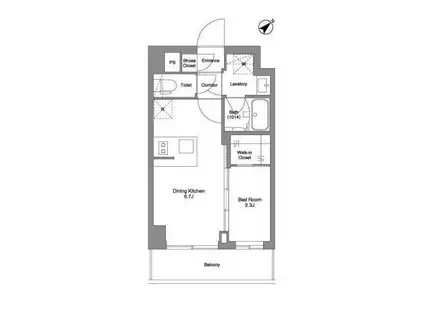 BPRレジデンスMOTOMACHI BAY SIDE(1DK/4階)の間取り写真