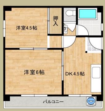 嶋田パールハイツ(2DK/3階)の間取り写真