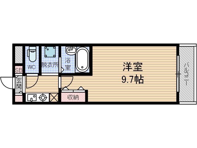 ローズスクエア春日(1K/1階)の間取り写真
