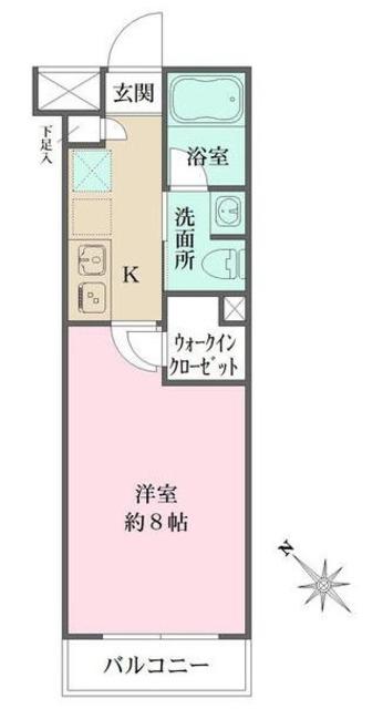 ベルフェリーク西小山(1K/4階)の間取り写真